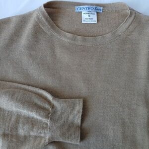 Centro Basics Mens 100% Merino Wool Knit Pull Over Sweater Size M Sand Brown